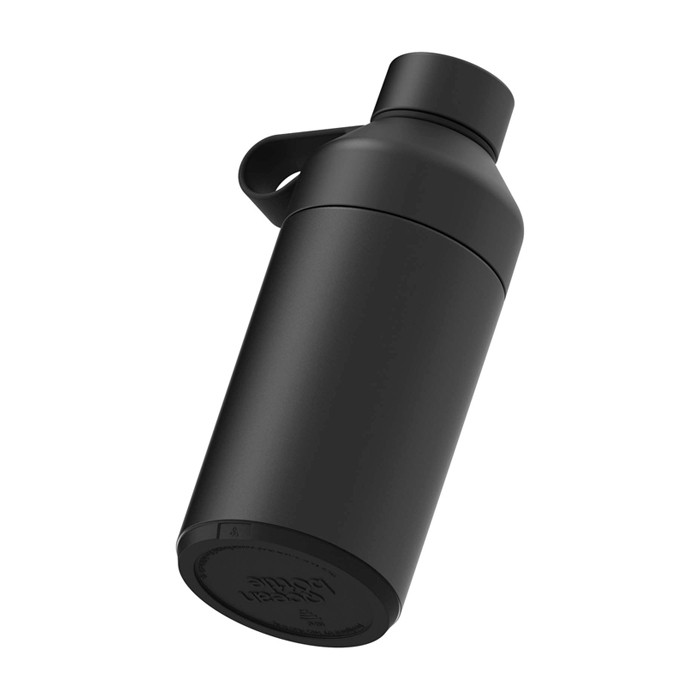 Botella de acero inoxidable reciclado doble pared 750ml Ocean Bottle color negro tercera vista trasera Botella de acero inoxidable reciclado doble pared 750ml Ocean Bottle color negro tercera vista trasera