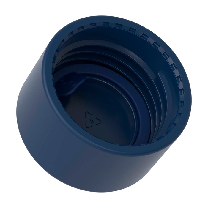 Botella hecha de materiales reciclados con taza 620ml Ocean Bottle color azul marino vista detalle 1 Botella hecha de materiales reciclados con taza 620ml Ocean Bottle color azul marino vista detalle 1