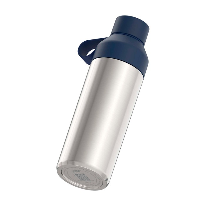 Botella hecha de materiales reciclados con taza 620ml Ocean Bottle color azul marino tercera vista Botella hecha de materiales reciclados con taza 620ml Ocean Bottle color azul marino tercera vista
