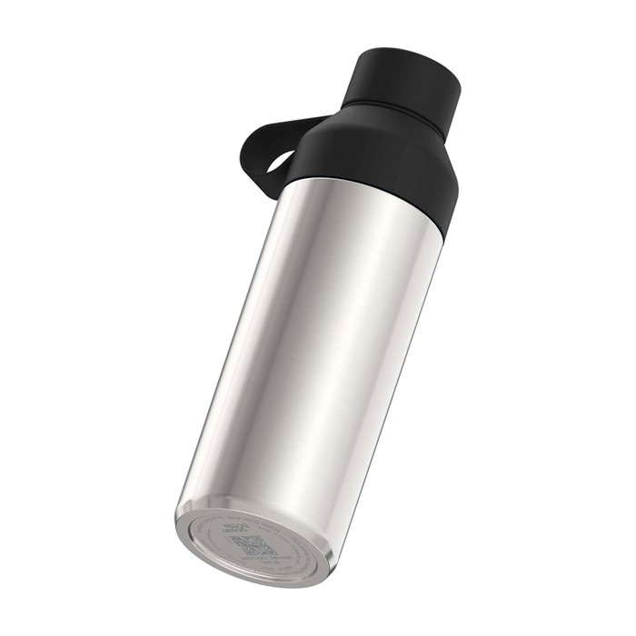 Botella hecha de materiales reciclados con taza 620ml Ocean Bottle color negro cuarta vista Botella hecha de materiales reciclados con taza 620ml Ocean Bottle color negro cuarta vista