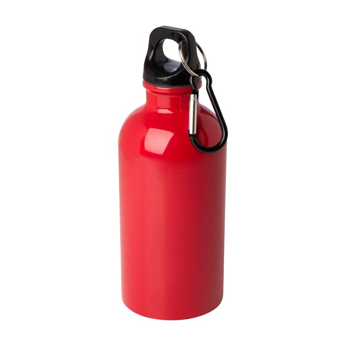 Botella de acero inoxidable reciclado con mosquetón 400ml color rojo