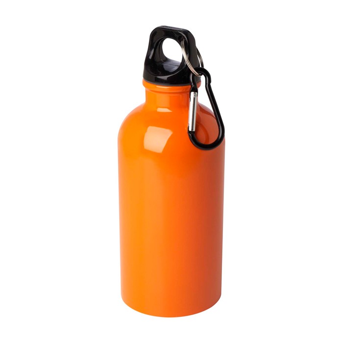 Botella de acero inoxidable reciclado con mosquetón 400ml color naranja