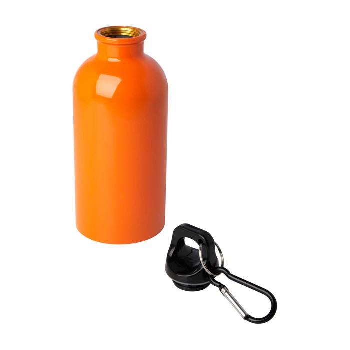 Botella de acero inoxidable reciclado con mosquetón 400ml color naranja segunda vista