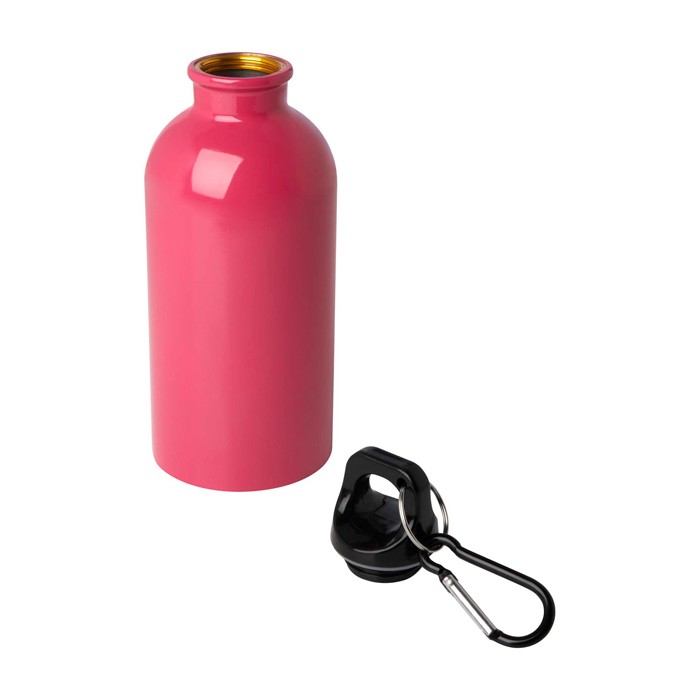 Botella de acero inoxidable reciclado con mosquetón 400ml color fucsia segunda vista