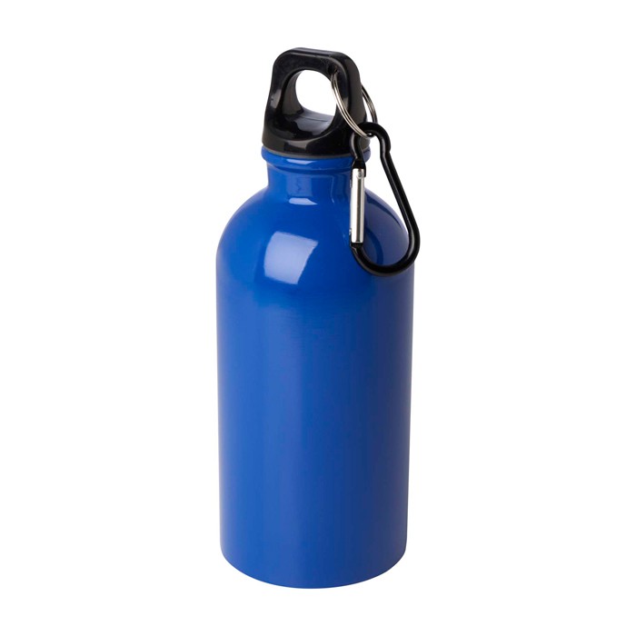 Botella de acero inoxidable reciclado con mosquetón 400ml color azul real