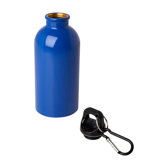 Botella de acero inoxidable reciclado con mosquetón 400ml color azul real segunda vista