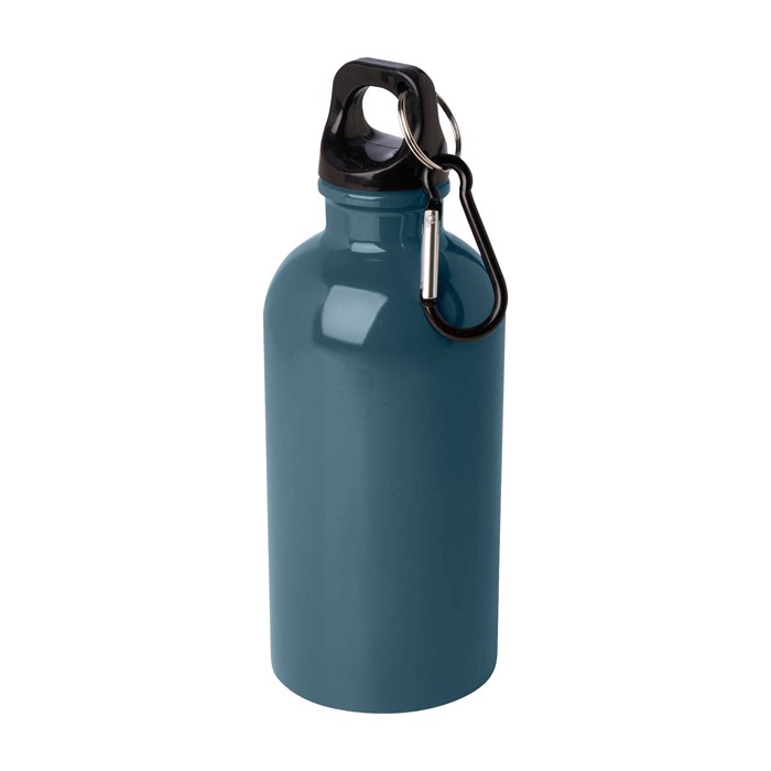 Botella de acero inoxidable reciclado con mosquetón 400ml color azul cian