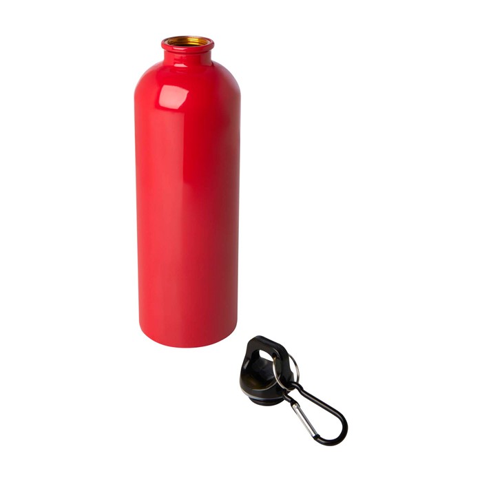 Botella de acero inoxidable reciclado con mosquetón 750ml color rojo segunda vista