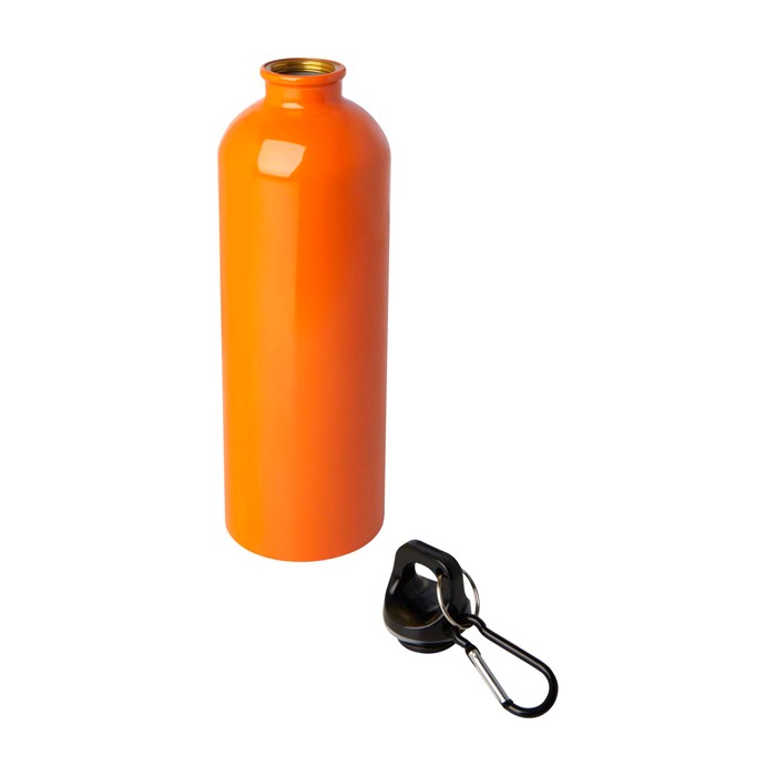 Botella de acero inoxidable reciclado con mosquetón 750ml color naranja segunda vista