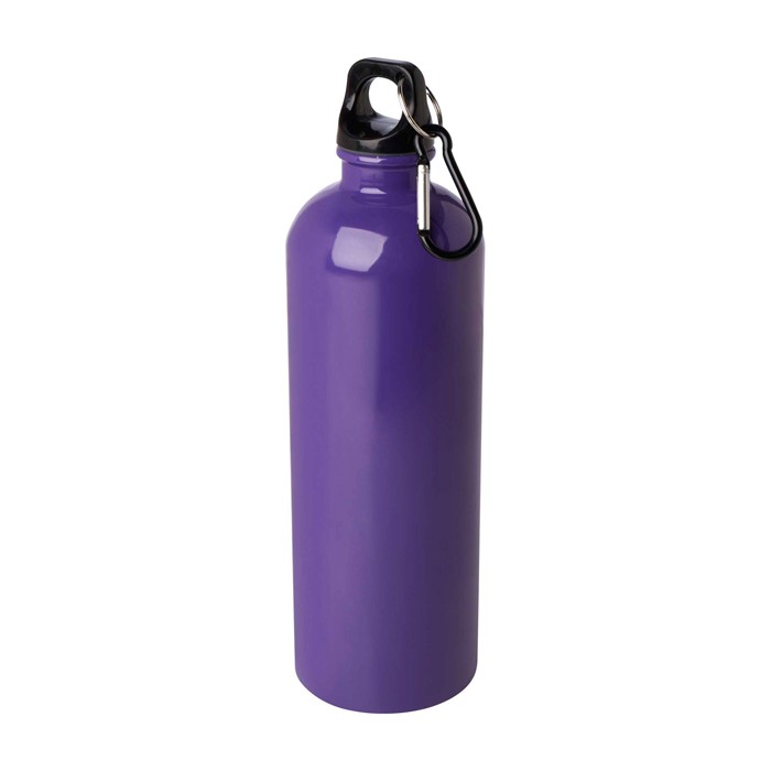 Botella de acero inoxidable reciclado con mosquetón 750ml color morado