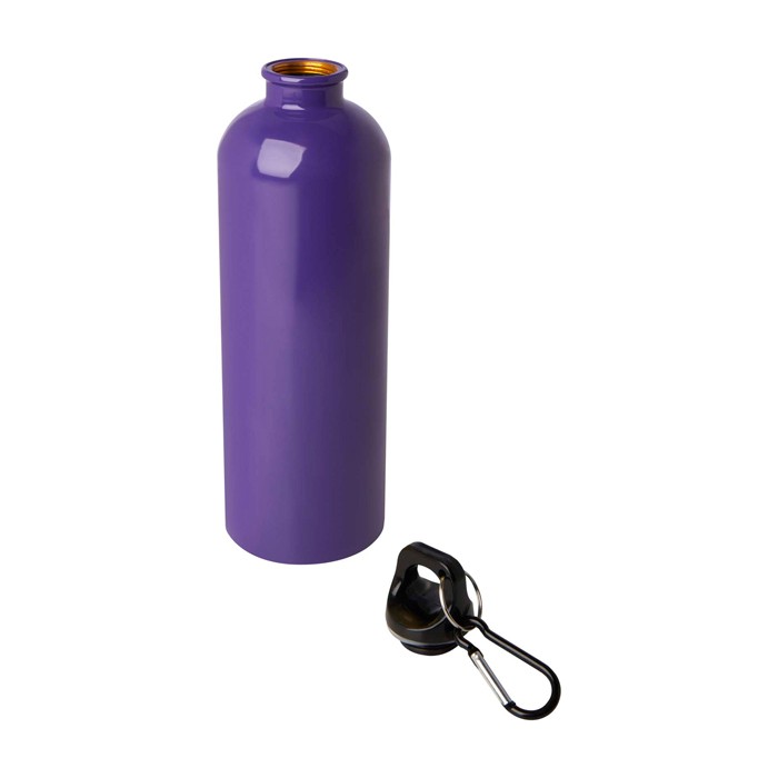 Botella de acero inoxidable reciclado con mosquetón 750ml color morado segunda vista