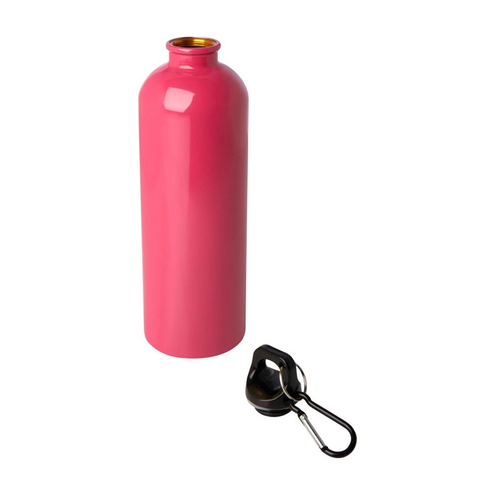 Botella de acero inoxidable reciclado con mosquetón 750ml color fucsia segunda vista