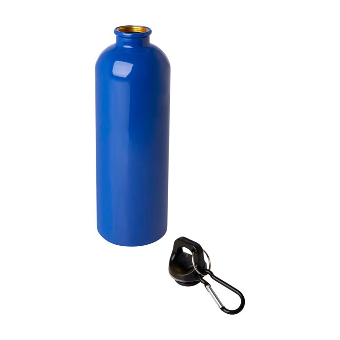 Botella de acero inoxidable reciclado con mosquetón 750ml color azul real segunda vista