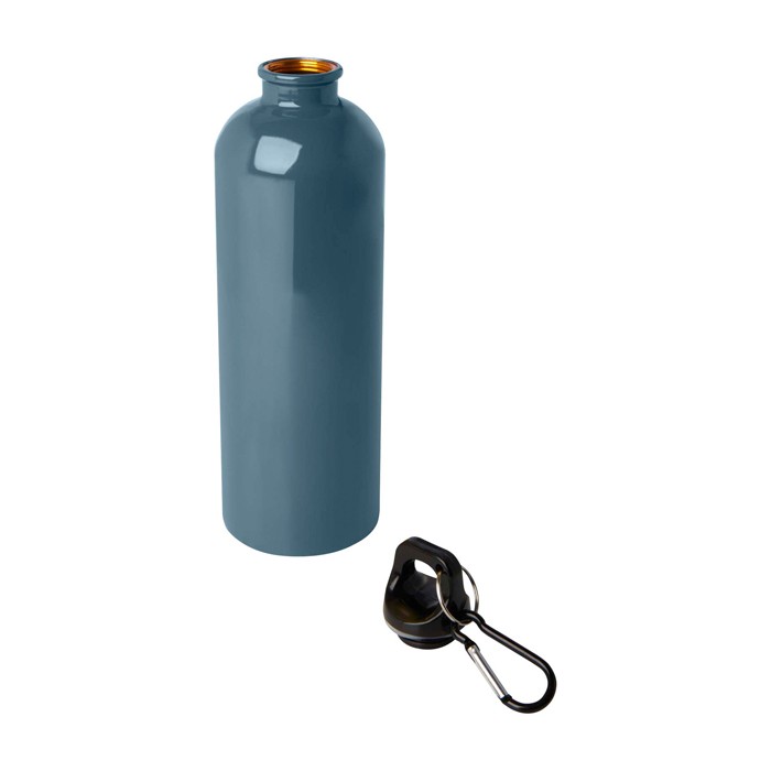 Botella de acero inoxidable reciclado con mosquetón 750ml color azul cian segunda vista