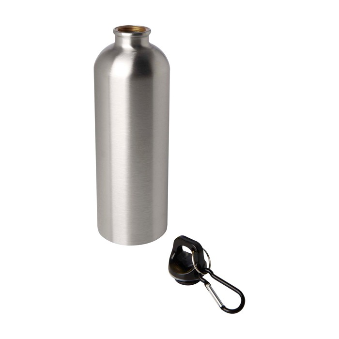 Botella de acero inoxidable reciclado con mosquetón 750ml color plateado segunda vista
