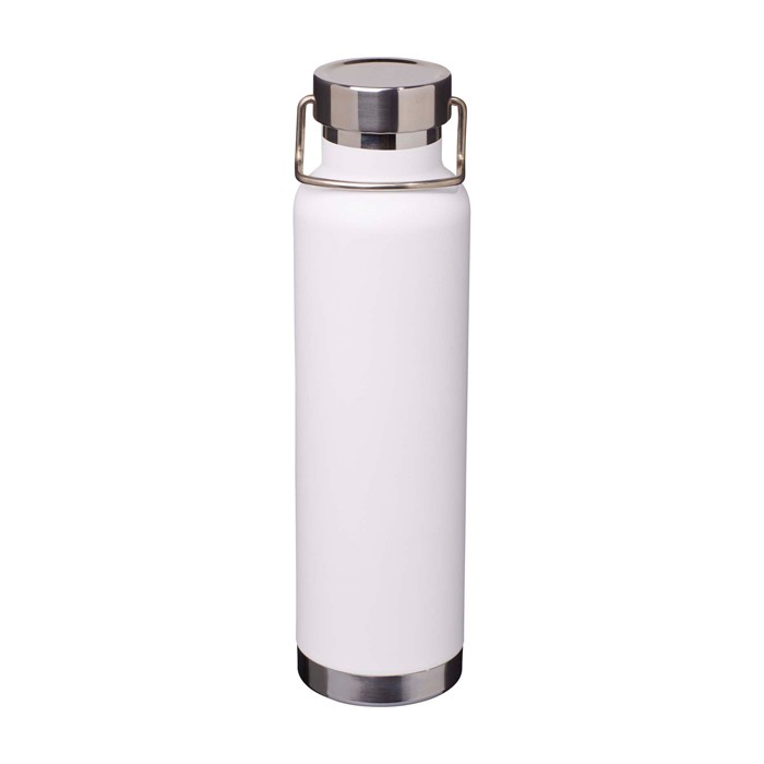 Botella de acero inox reciclado de doble pared y tapa de rosca 650ml color blanco Botella de acero inox reciclado de doble pared y tapa de rosca 650ml color blanco