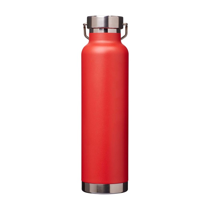 Botella de acero inox reciclado de doble pared y tapa de rosca 650ml color rojo segunda vista trasera Botella de acero inox reciclado de doble pared y tapa de rosca 650ml color rojo segunda vista trasera