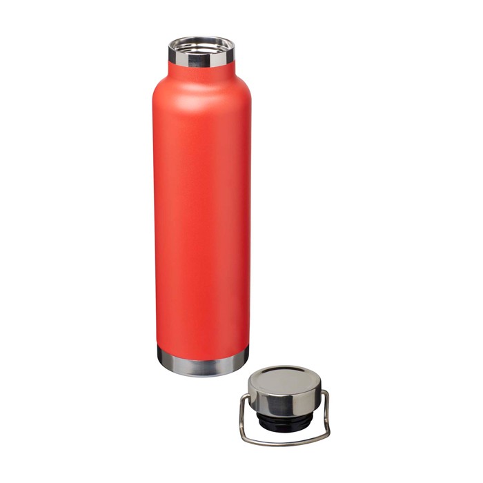 Botella de acero inox reciclado de doble pared y tapa de rosca 650ml color rojo segunda vista Botella de acero inox reciclado de doble pared y tapa de rosca 650ml color rojo segunda vista