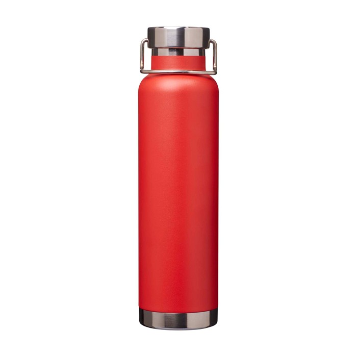 Botella de acero inox reciclado de doble pared y tapa de rosca 650ml color rojo segunda vista frontal Botella de acero inox reciclado de doble pared y tapa de rosca 650ml color rojo segunda vista frontal