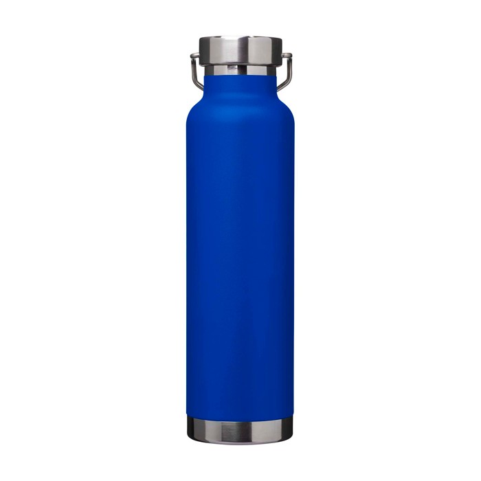 Botella de acero inox reciclado de doble pared y tapa de rosca 650ml color azul real segunda vista trasera Botella de acero inox reciclado de doble pared y tapa de rosca 650ml color azul real segunda vista trasera