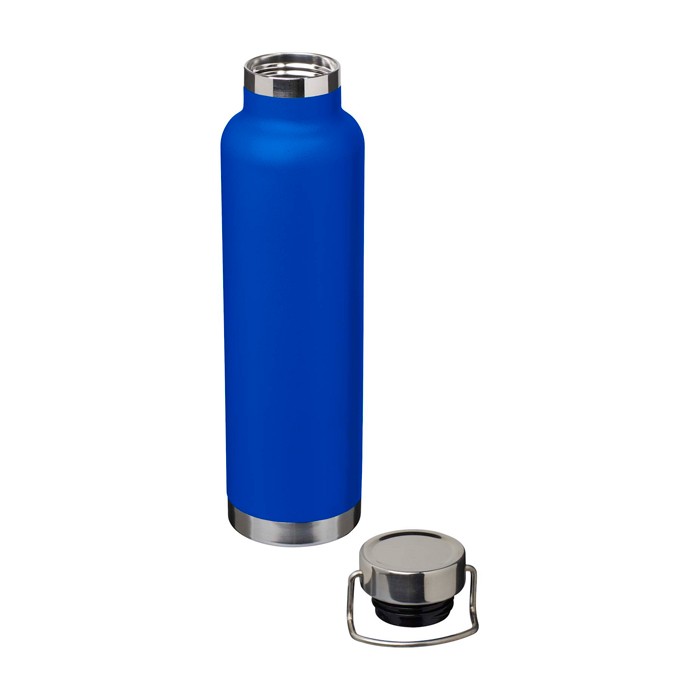 Botella de acero inox reciclado de doble pared y tapa de rosca 650ml color azul real segunda vista Botella de acero inox reciclado de doble pared y tapa de rosca 650ml color azul real segunda vista