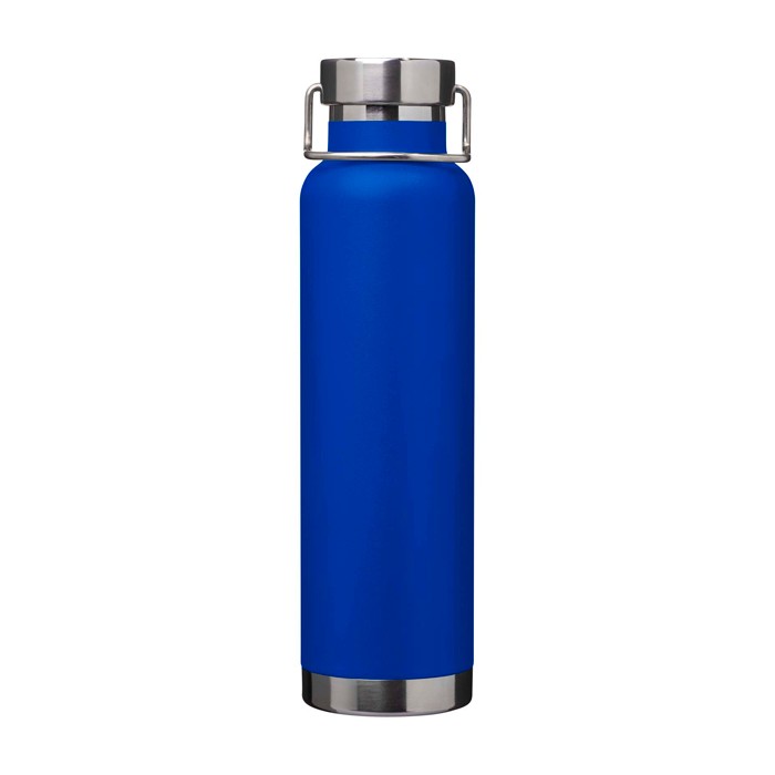 Botella de acero inox reciclado de doble pared y tapa de rosca 650ml color azul real segunda vista frontal Botella de acero inox reciclado de doble pared y tapa de rosca 650ml color azul real segunda vista frontal
