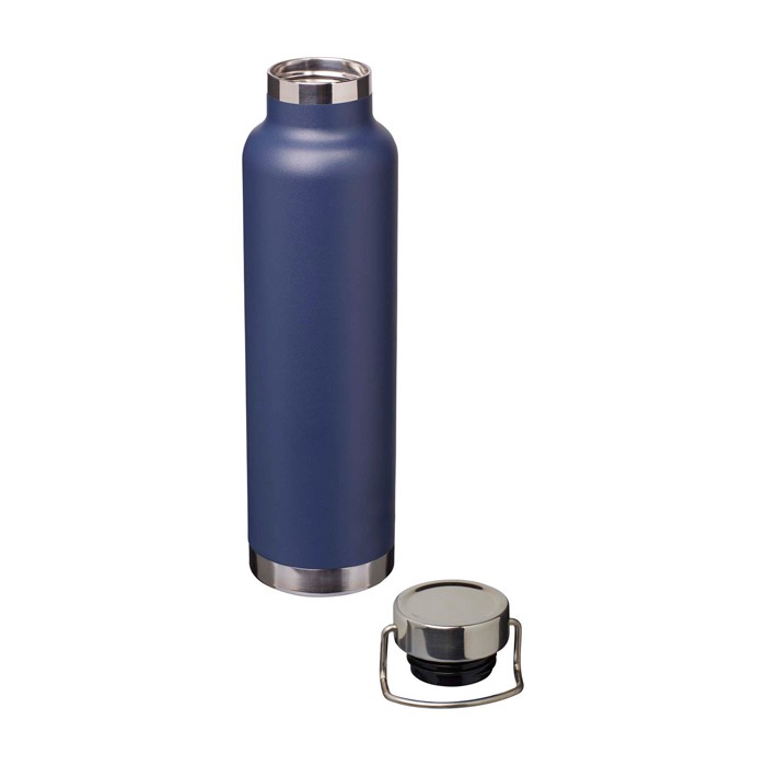 Botella de acero inox reciclado de doble pared y tapa de rosca 650ml color azul marino segunda vista Botella de acero inox reciclado de doble pared y tapa de rosca 650ml color azul marino segunda vista