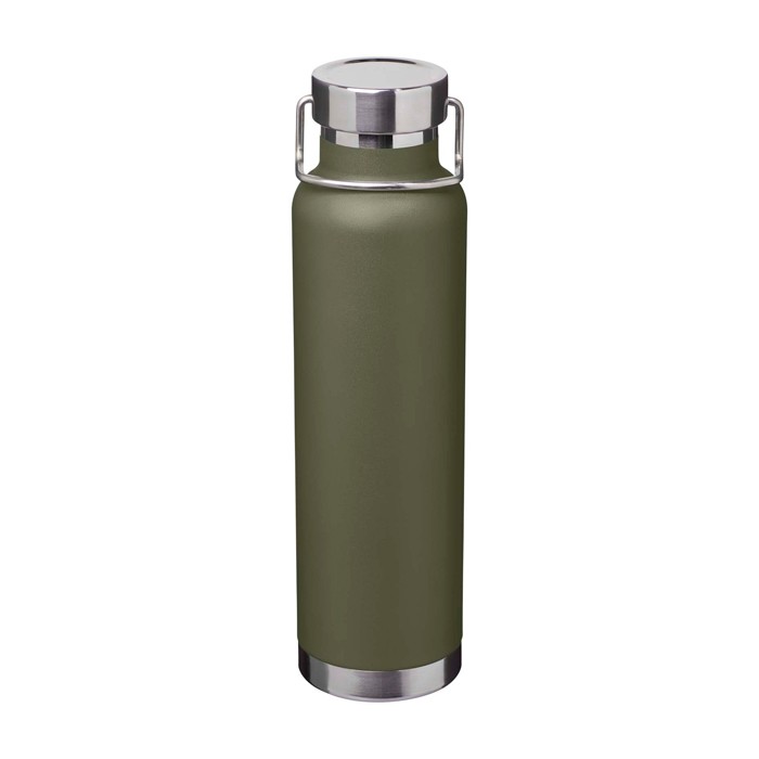 Botella de acero inox reciclado de doble pared y tapa de rosca 650ml color verde oscuro Botella de acero inox reciclado de doble pared y tapa de rosca 650ml color verde oscuro