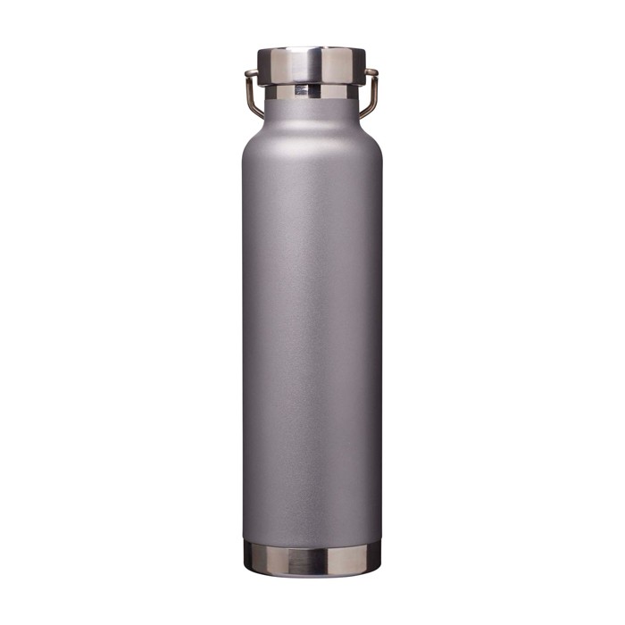 Botella de acero inox reciclado de doble pared y tapa de rosca 650ml color gris segunda vista trasera Botella de acero inox reciclado de doble pared y tapa de rosca 650ml color gris segunda vista trasera