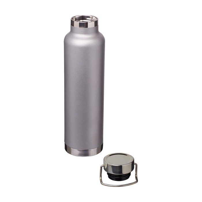 Botella de acero inox reciclado de doble pared y tapa de rosca 650ml color gris segunda vista Botella de acero inox reciclado de doble pared y tapa de rosca 650ml color gris segunda vista