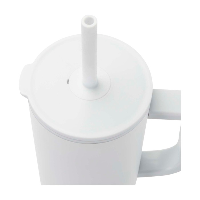Vaso térmico con pajita de silicona y tapa antisalpicaduras 900ml color blanco vista detalle 1