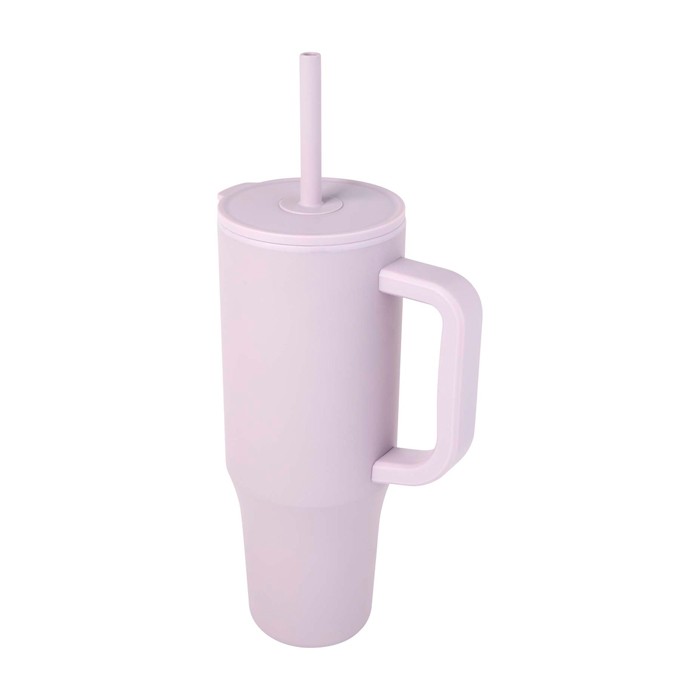 Vaso térmico con pajita de silicona y tapa antisalpicaduras 900ml color lila