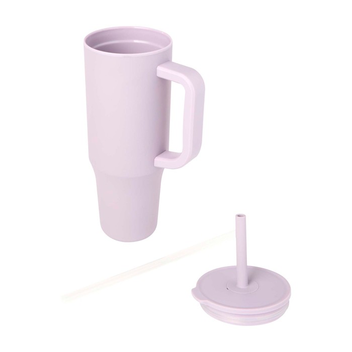 Vaso térmico con pajita de silicona y tapa antisalpicaduras 900ml color lila segunda vista