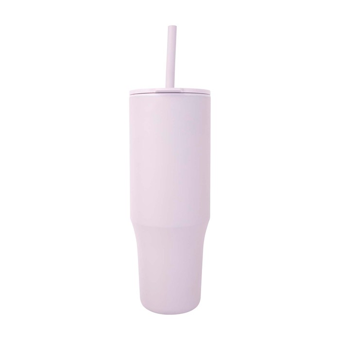 Vaso térmico con pajita de silicona y tapa antisalpicaduras 900ml color lila segunda vista frontal