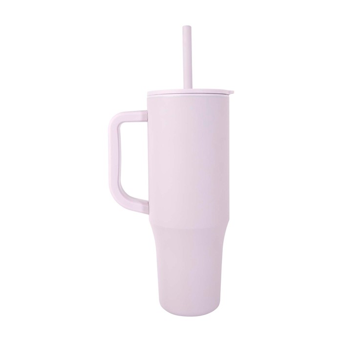 Vaso térmico con pajita de silicona y tapa antisalpicaduras 900ml color lila segunda vista lateral