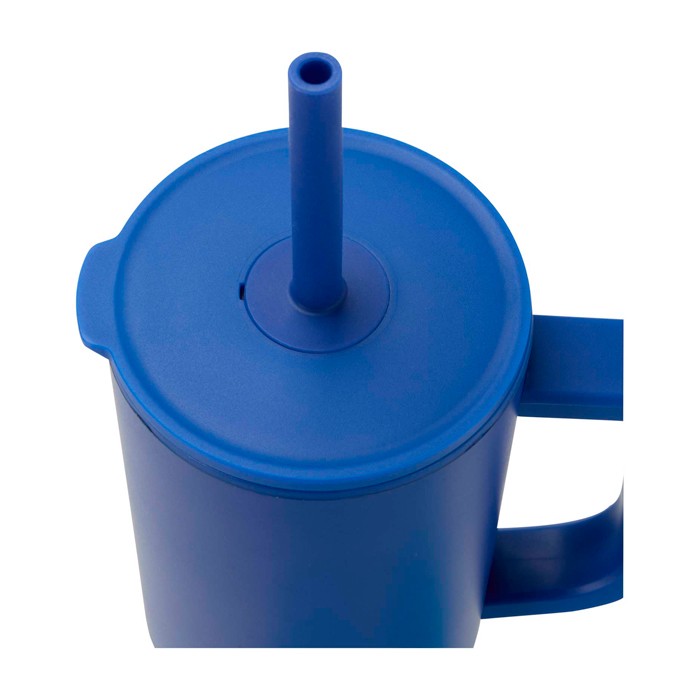 Vaso térmico con pajita de silicona y tapa antisalpicaduras 900ml color azul real vista detalle 1