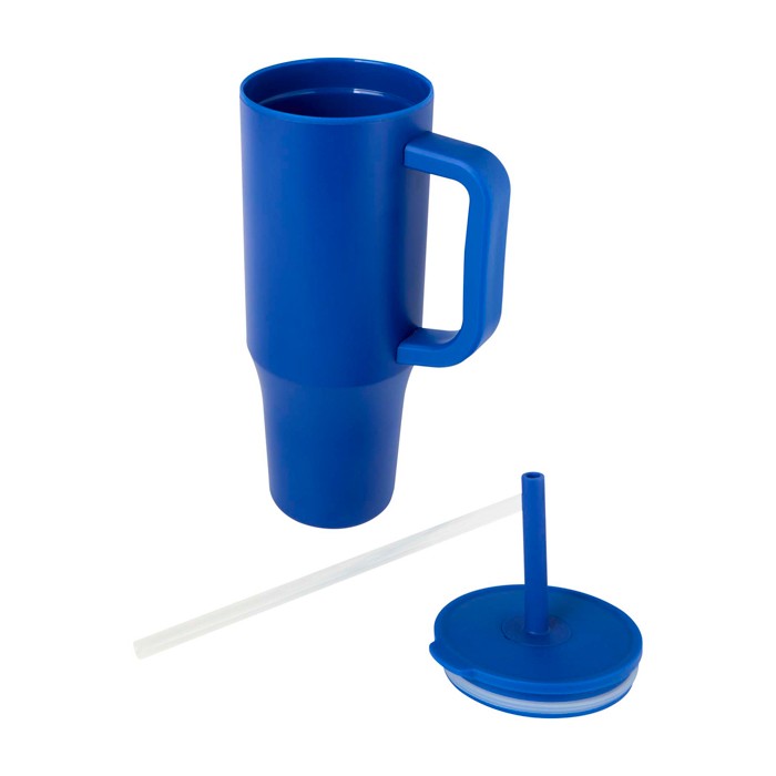 Vaso térmico con pajita de silicona y tapa antisalpicaduras 900ml color azul real segunda vista