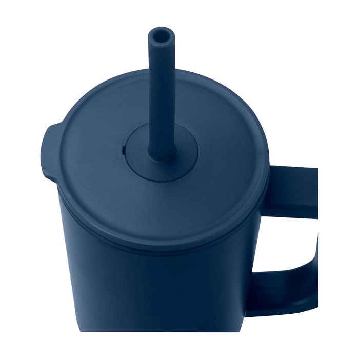 Vaso térmico con pajita de silicona y tapa antisalpicaduras 900ml color azul marino vista detalle 1