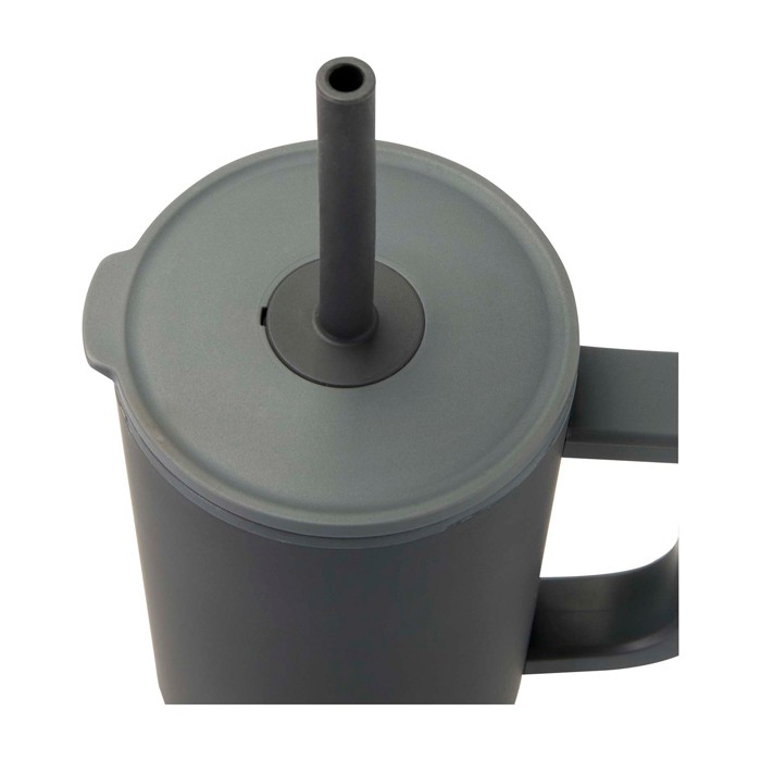Vaso térmico con pajita de silicona y tapa antisalpicaduras 900ml color gris vista detalle 1