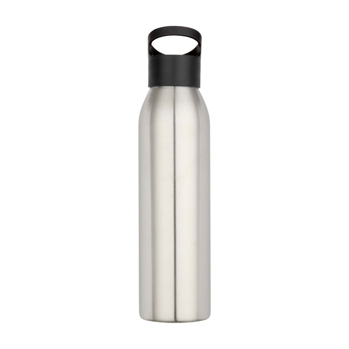 Botella de acero inoxidable reciclado de pared simple 650ml color gris claro segunda vista frontal Botella de acero inoxidable reciclado de pared simple 650ml color gris claro segunda vista frontal
