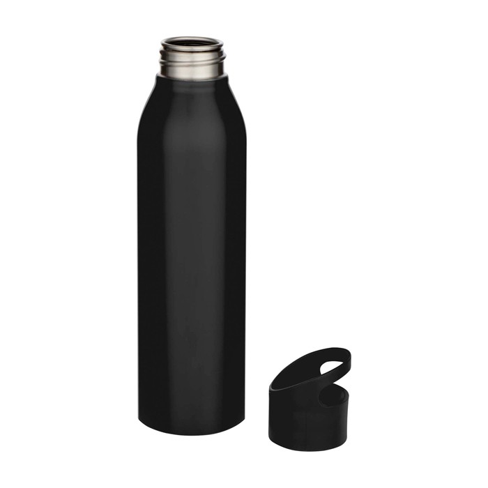Botella de acero inoxidable reciclado de pared simple 650ml color negro segunda vista Botella de acero inoxidable reciclado de pared simple 650ml color negro segunda vista