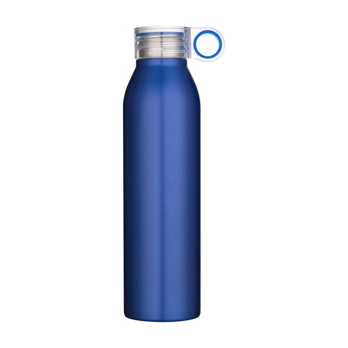 Botella de acero inoxidable reciclado con asa redonda 650ml color azul real segunda vista frontal Botella de acero inoxidable reciclado con asa redonda 650ml color azul real segunda vista frontal