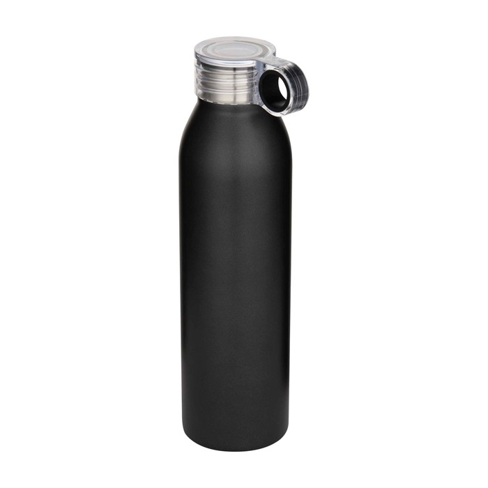 Botella de acero inoxidable reciclado con asa redonda 650ml color negro Botella de acero inoxidable reciclado con asa redonda 650ml color negro