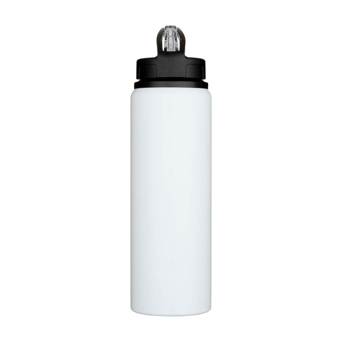 Botella de acero inoxidable reciclado de pared simple 800ml color blanco segunda vista frontal Botella de acero inoxidable reciclado de pared simple 800ml color blanco segunda vista frontal