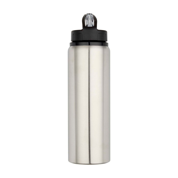 Botella de acero inoxidable reciclado de pared simple 800ml color gris segunda vista frontal Botella de acero inoxidable reciclado de pared simple 800ml color gris segunda vista frontal