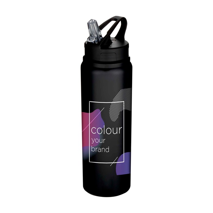 Botella de acero inoxidable reciclado de pared simple 800ml color negro Botella de acero inoxidable reciclado de pared simple 800ml color negro