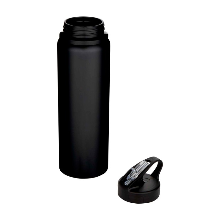 Botella de acero inoxidable reciclado de pared simple 800ml color negro segunda vista Botella de acero inoxidable reciclado de pared simple 800ml color negro segunda vista