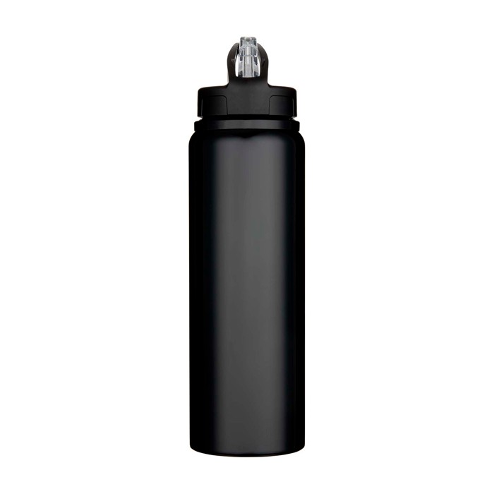 Botella de acero inoxidable reciclado de pared simple 800ml color negro segunda vista frontal Botella de acero inoxidable reciclado de pared simple 800ml color negro segunda vista frontal