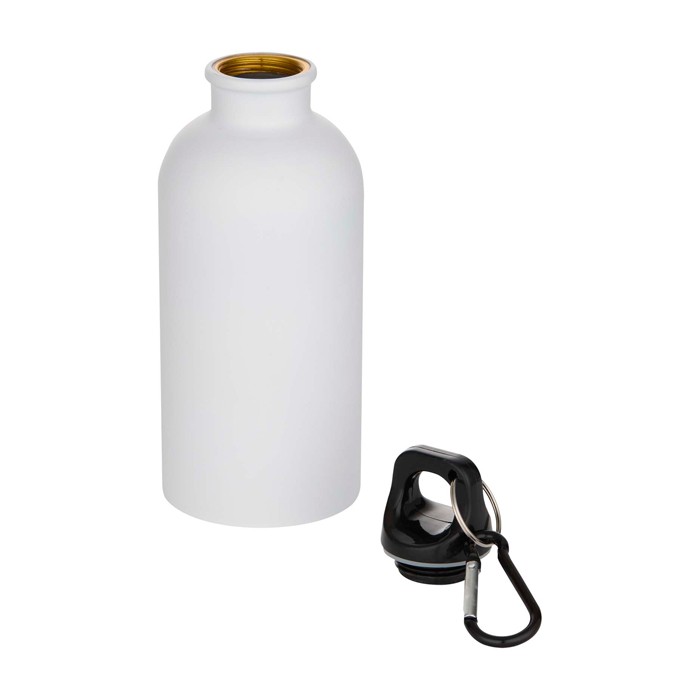 Botella de acero inoxidable reciclado mate de pared simple 400ml color blanco segunda vista Botella de acero inoxidable reciclado mate de pared simple 400ml color blanco segunda vista