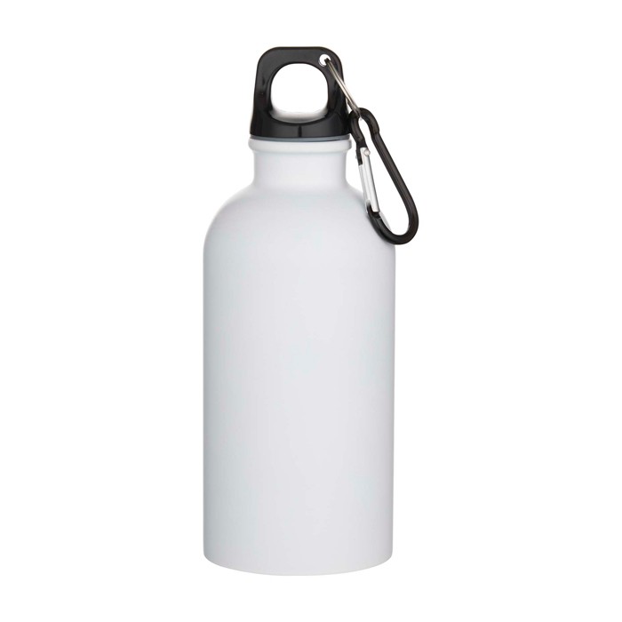Botella de acero inoxidable reciclado mate de pared simple 400ml color blanco segunda vista frontal Botella de acero inoxidable reciclado mate de pared simple 400ml color blanco segunda vista frontal